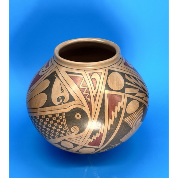 Andrea Villalba Signed Pottery MataOrtiz Polychrome HandPainted Geometric Animal - Picture 2 of 16